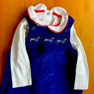 Mini Biden cord overalls smocked 24m